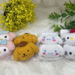 Kawaii Sanrio Plush Hair Clips 2 Pcs |Makeup Hair Clips|Pompompurin|Hello Kitty|